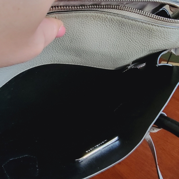 Michael Kors Mercer Large Colorblock Belted Satchel in Black White & Gray - Picture 12 of 15